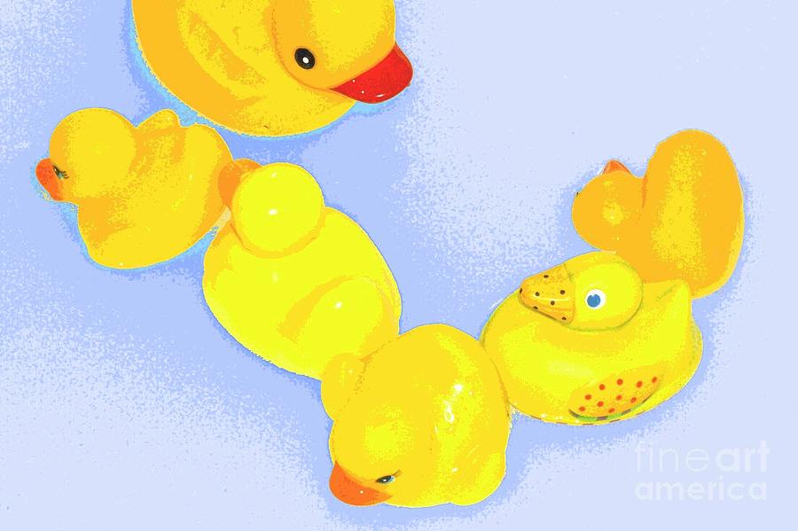 Duck Digital Art - Six Rubber Ducks by Valerie Reeves