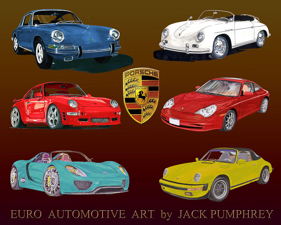 Six Sexy Slippery Porsche  Painting by Jack Pumphrey