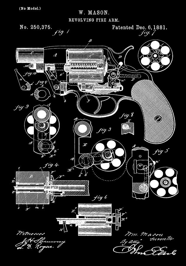Colt Revolver Digital Art - Six Shooter Patent by Dan Sproul Colt Revolver Digital Art - Six Shooter Patent by Dan Sproul