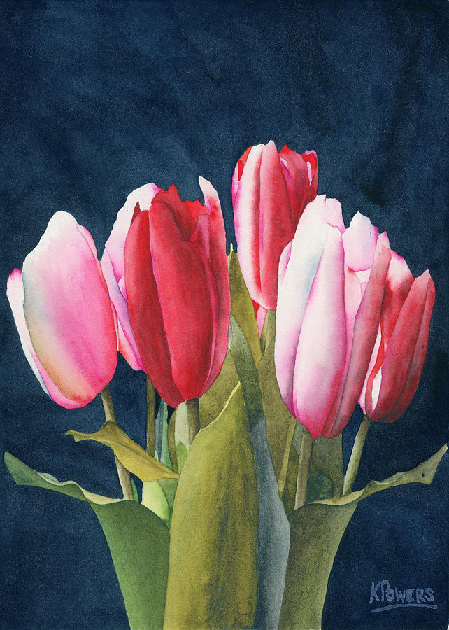 Six Tulips Painting by Ken Powers