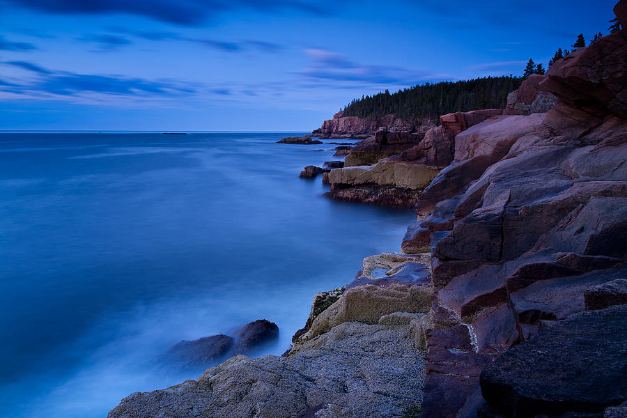 Sixty One Seconds In The Blue Hour Otter Cliffs Acadia National Park Photograph by Jeff Sinon