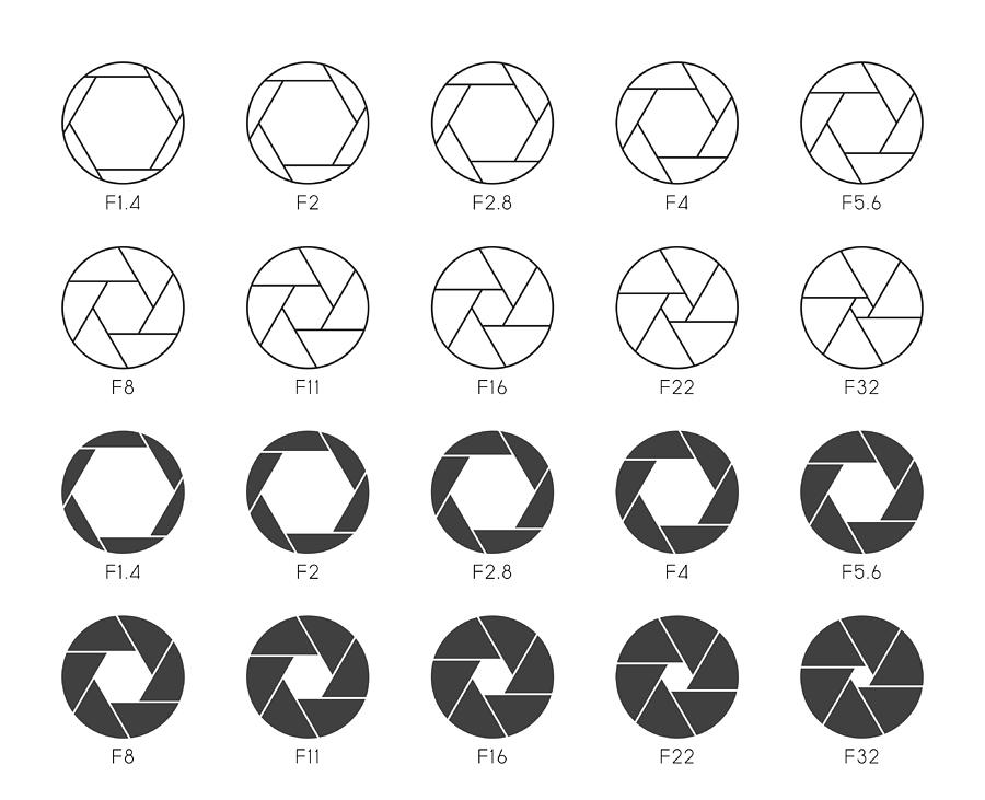 Size of Aperture Set 1 - Multi Thin Icons Drawing by Rakdee