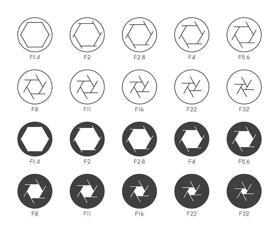 Size of Aperture Set 2 - Multi Thin Icons Drawing by Rakdee