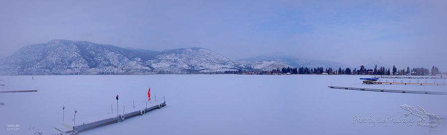 Skaha Lake PANORAMA Frozen - New Snow on top the ice 02-07-2014 Photograph by Guy Hoffman