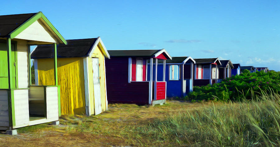 Skanor Sweden beach changing cabins Photograph by Carl Cox
