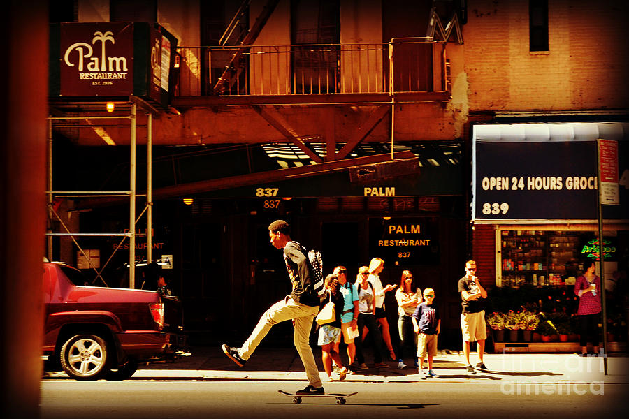 Skateboard - Life in New York - New York City Street Scene #1 Photograph by Miriam Danar