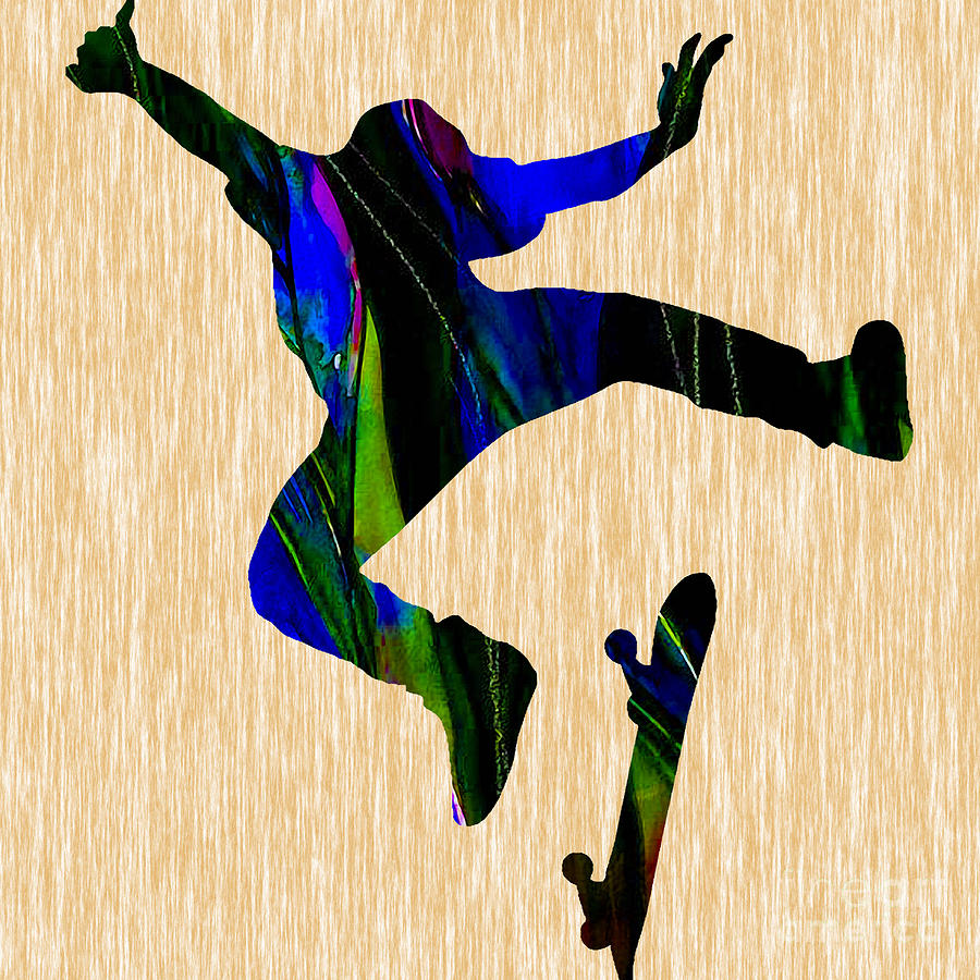Skateboarder Mixed Media - Skateboard by Marvin Blaine