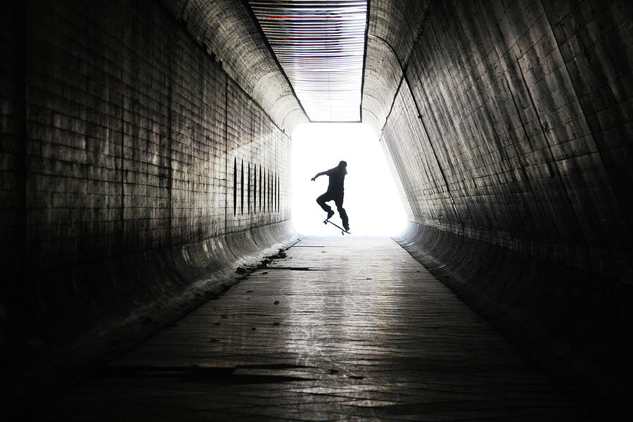 Skateboarder At Tunnel Photograph by Mgs