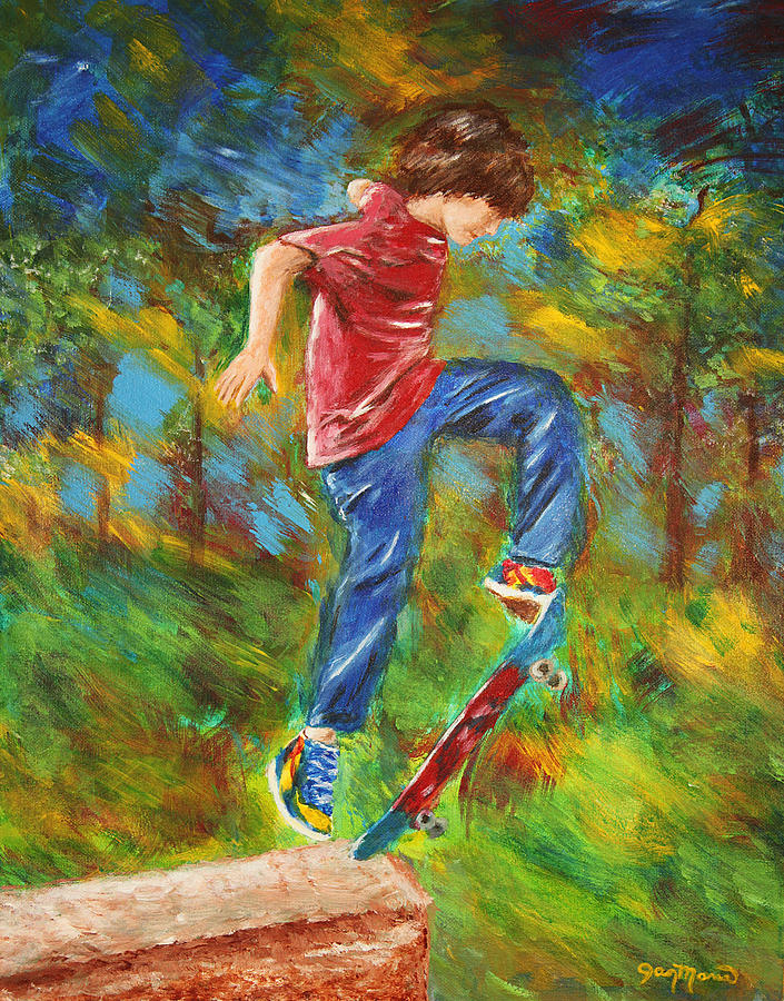 Skateboarder by Jan Marvin Painting by Jan Marvin