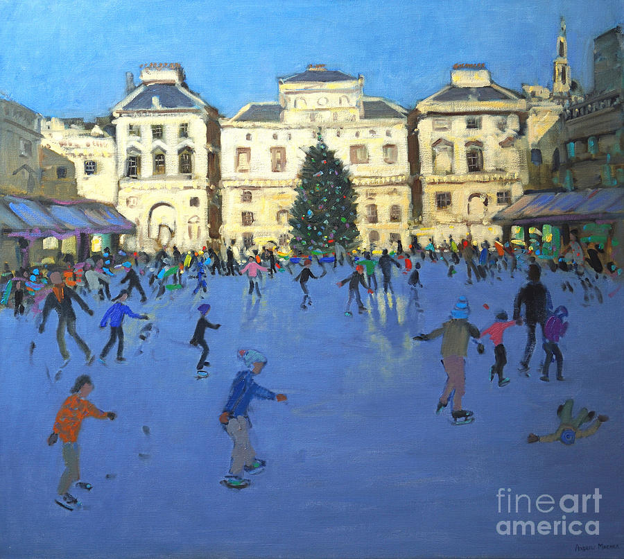Andrew Macara Painting - Skaters  Somerset House by Andrew Macara