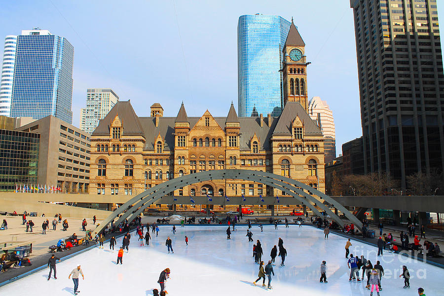 Skating at City Hall in March  Photograph by Nina Silver