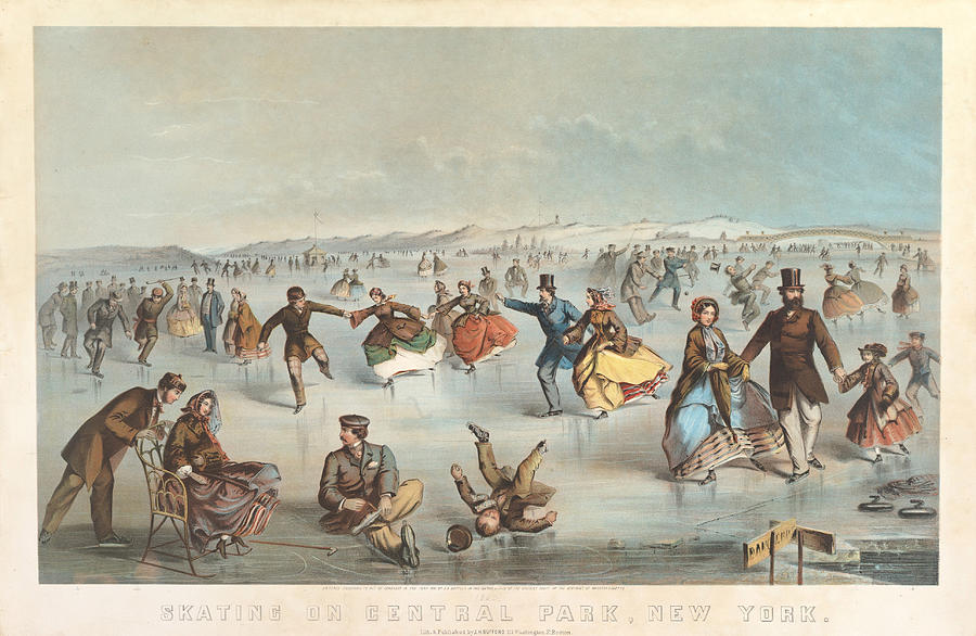 Skating in Central Park. New York Drawing by Winslow Homer