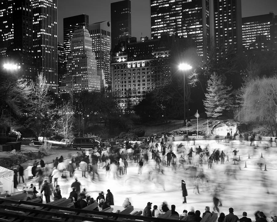 New York City - Skating Rink - Monochrome Photograph