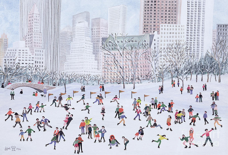 Winter Painting - Skating Rink Central Park New York by Judy Joel