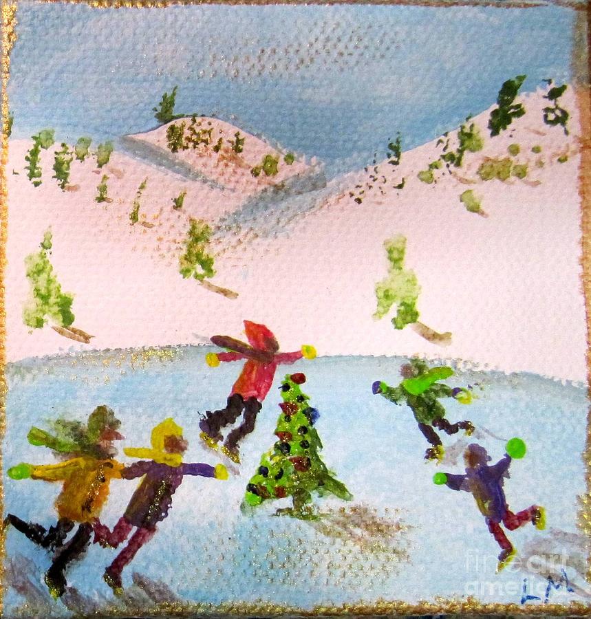 Skating Round the Tree Painting by Laurie Morgan
