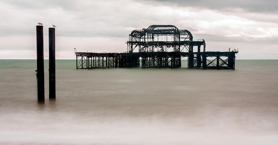 Skeleton of West Pier at Brighton Photograph by Semmick Photo