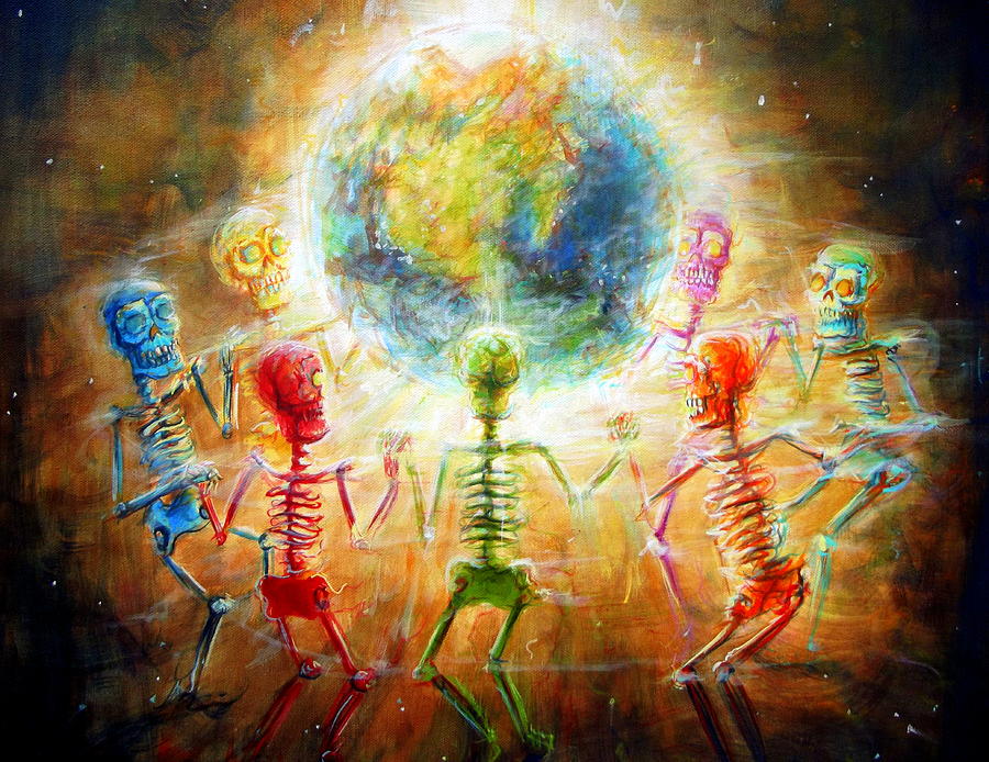 Skeleton Peace Ring Painting by Heather Calderon