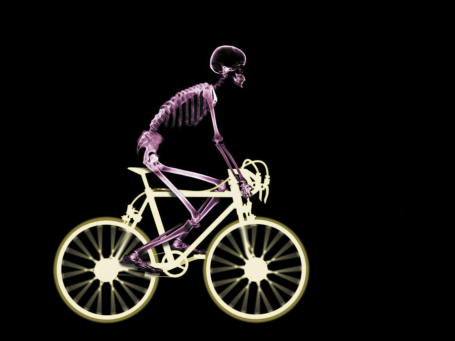 Skeleton riding ten speed bicycle Photograph by Digital Vision.