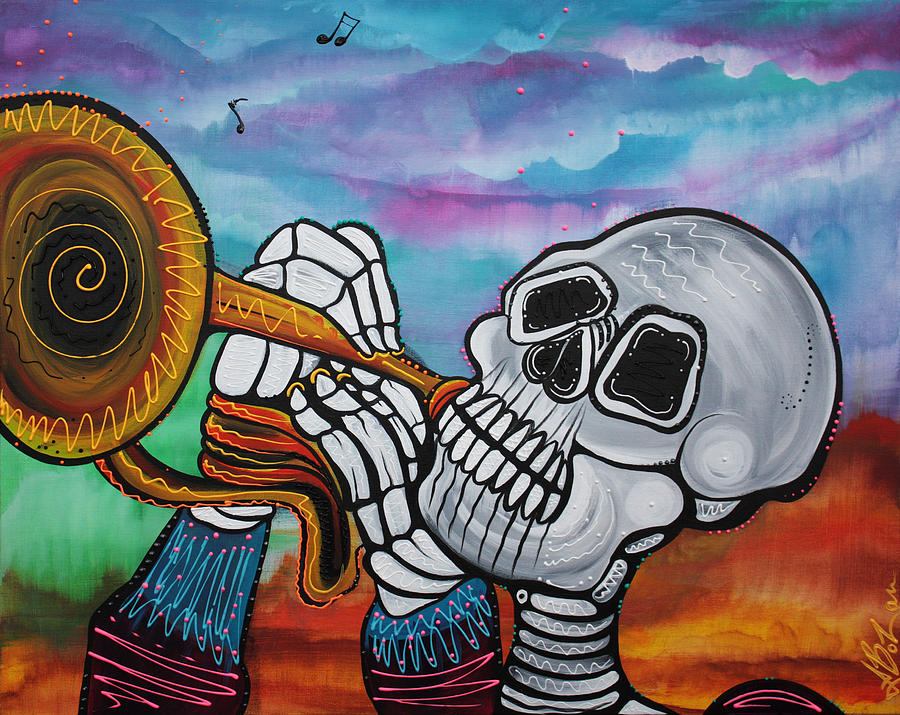 Halloween Painting - Skeleton Serenade by Laura Barbosa