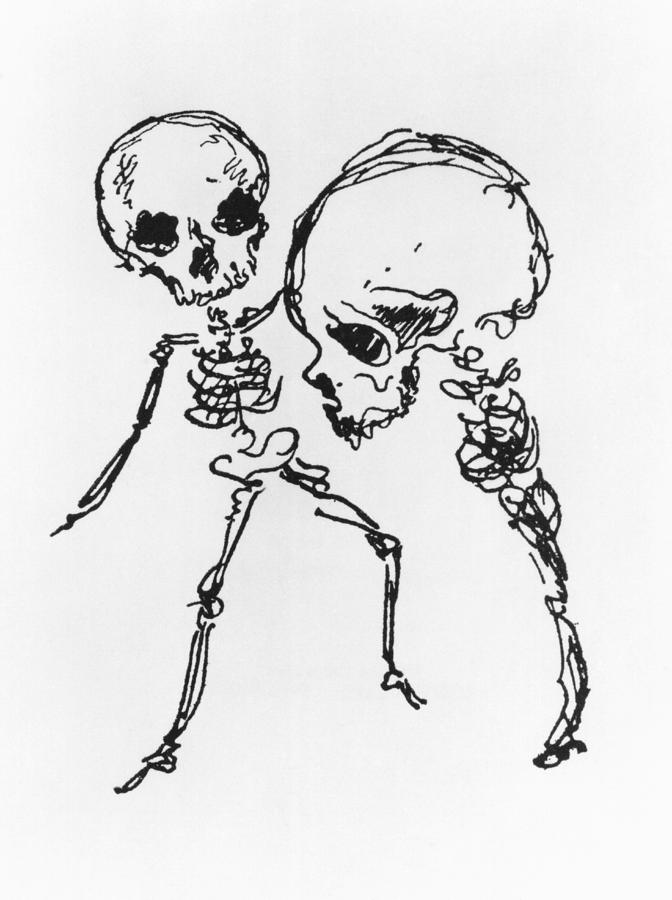 Skeletons, Illustration From Complainte De Loubli Et Des Morts Drawing by Jules Laforgue