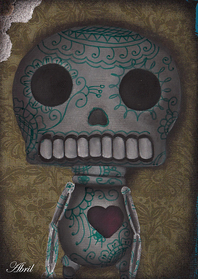 Skelly with a Heart Painting by Abril Andrade