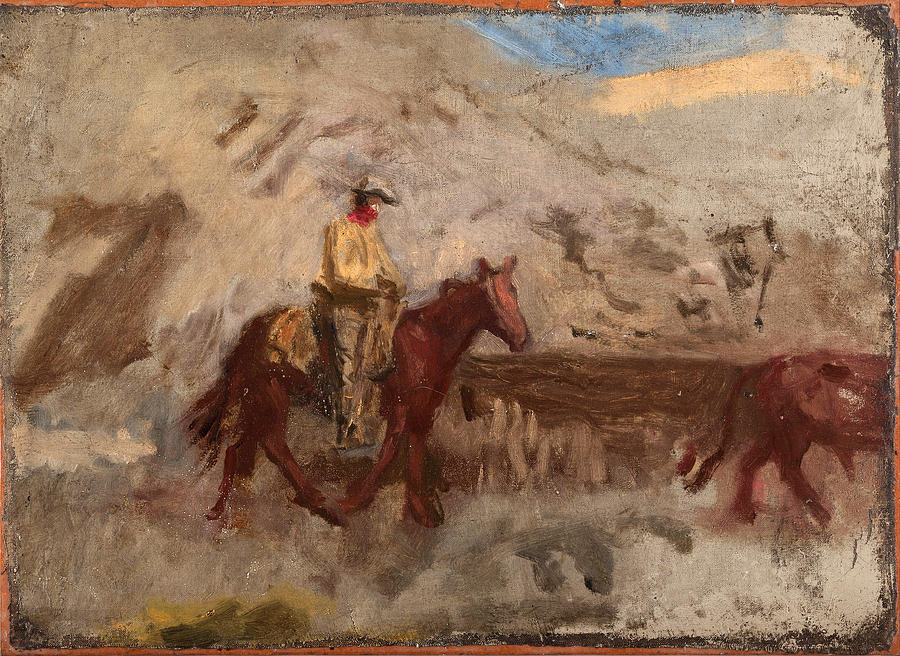 Horse Painting - Sketch of a Cowboy at Work by Thomas Eakins