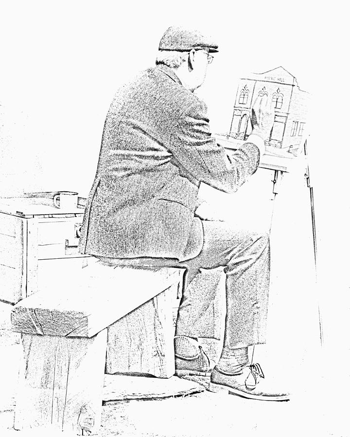 Sketch Of Old Man Painting  Alberta Drawing by Ron Harris