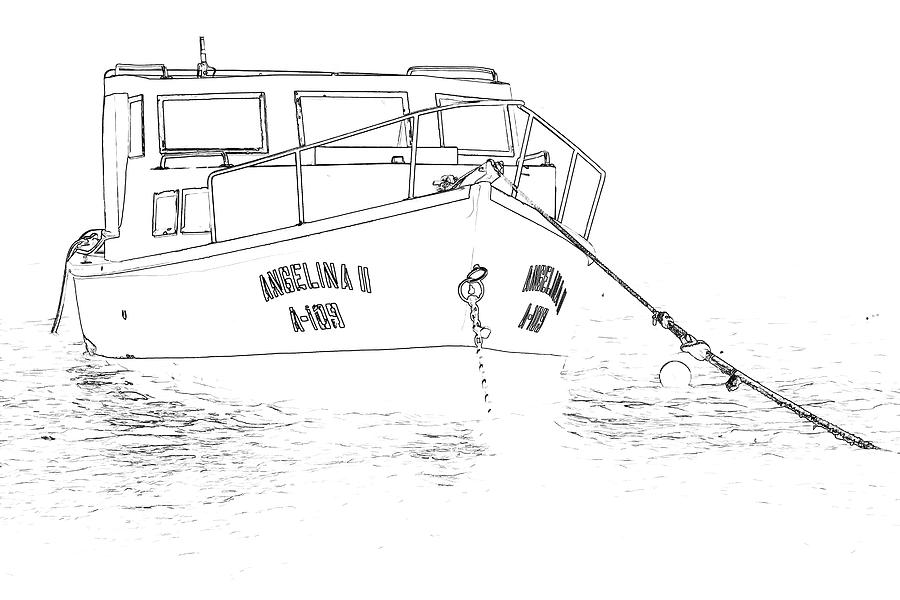 Sketch of the Fishing Boat of Aruba Angelina Photograph by David Letts