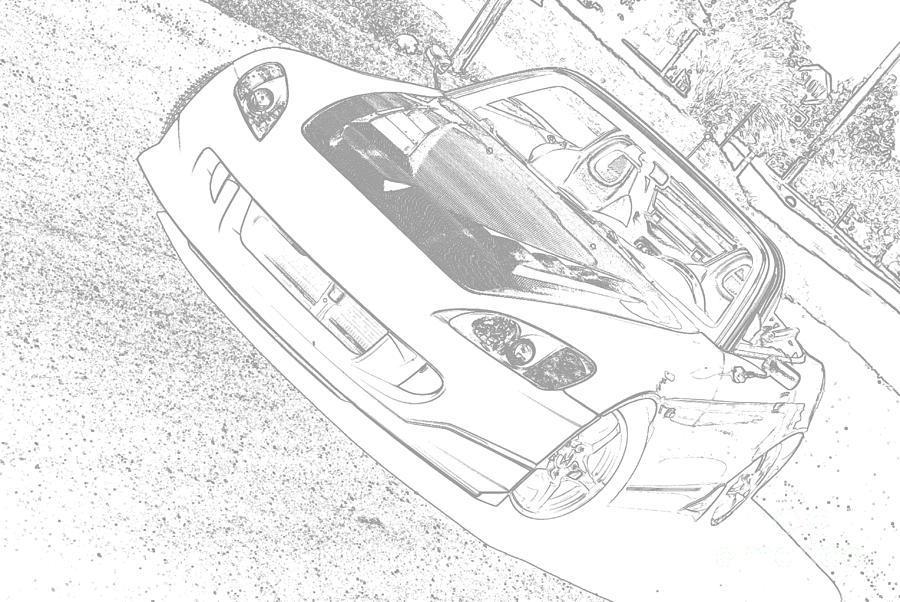 Car Mixed Media - Sketched S2000 by Eric Liller