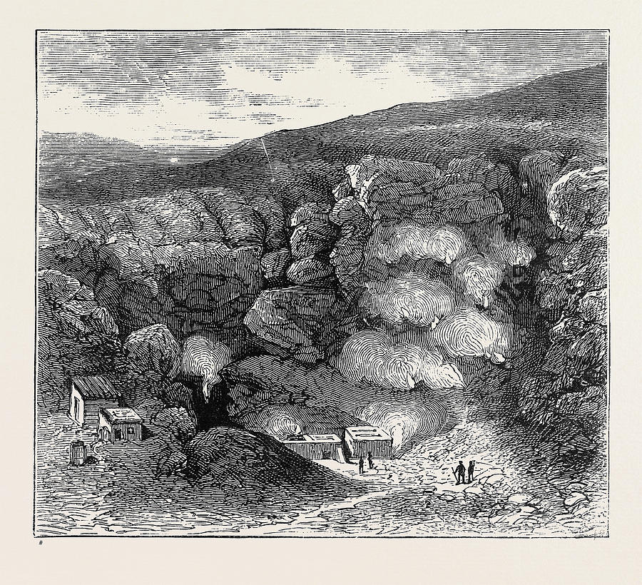 Vintage Drawing - Sketches In The Lipari Islands Interior Of Great Crater by English School