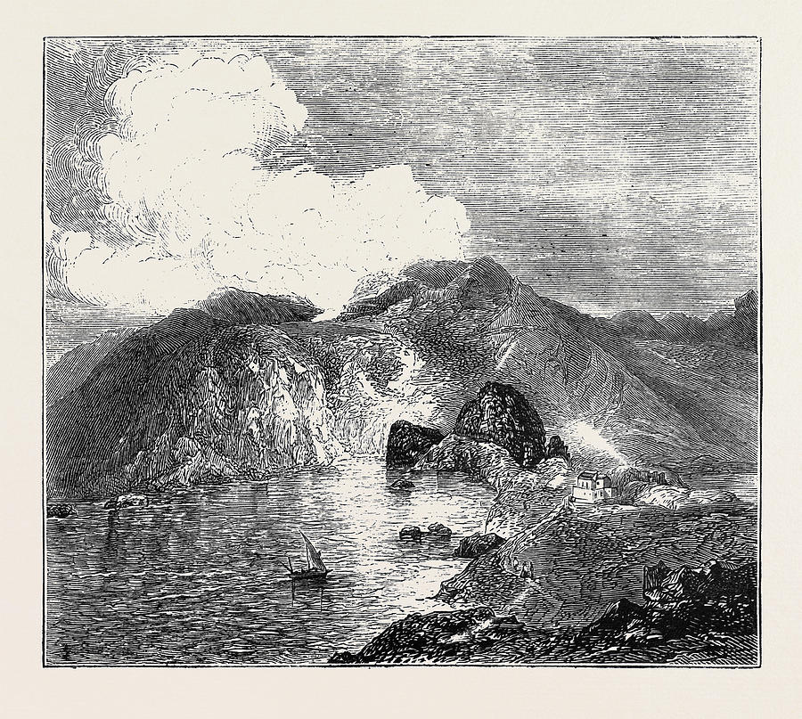 Sketches In The Lipari Islands View Of Great Crater Drawing by English