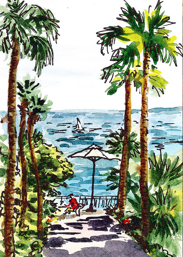 Sketching Italy Palm Trees Of Sorrento Painting by Irina Sztukowski