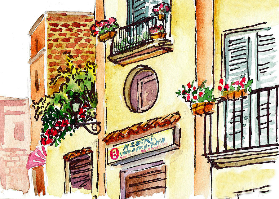 Sketching Italy Streets Of Sorrento Painting by Irina Sztukowski