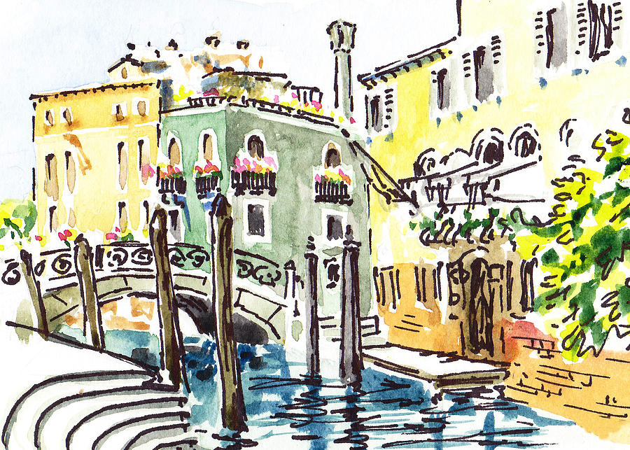 Sketching Italy Venice Canale Painting by Irina Sztukowski