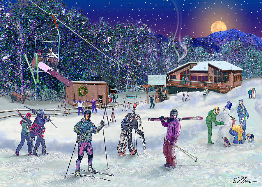 Ski Area Campton Mountain Digital Art by Nancy Griswold
