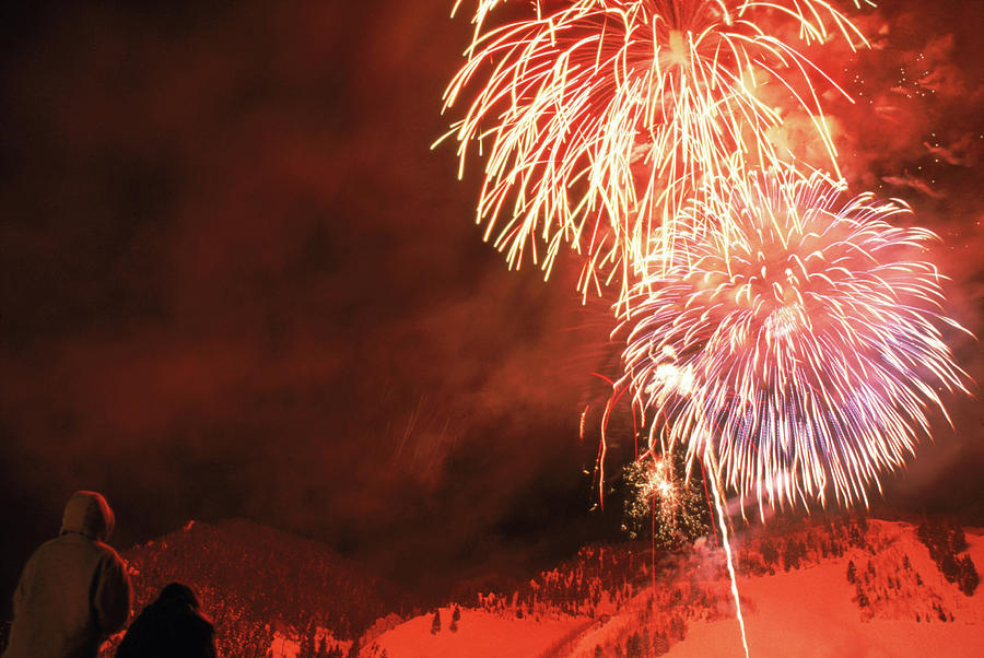 Mountain Photograph - Ski Area Fireworks by Peter McBride