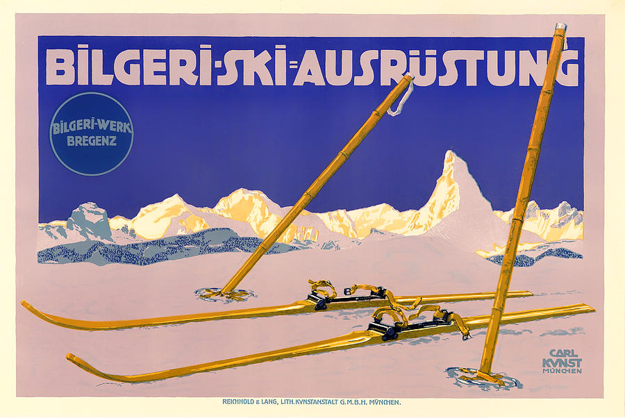 Mountain Drawing - Ski Austria 1910 by Mountain Dreams