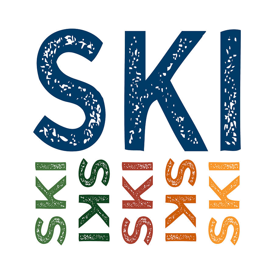 Typography Digital Art - Ski Cute Colorful by Flo Karp