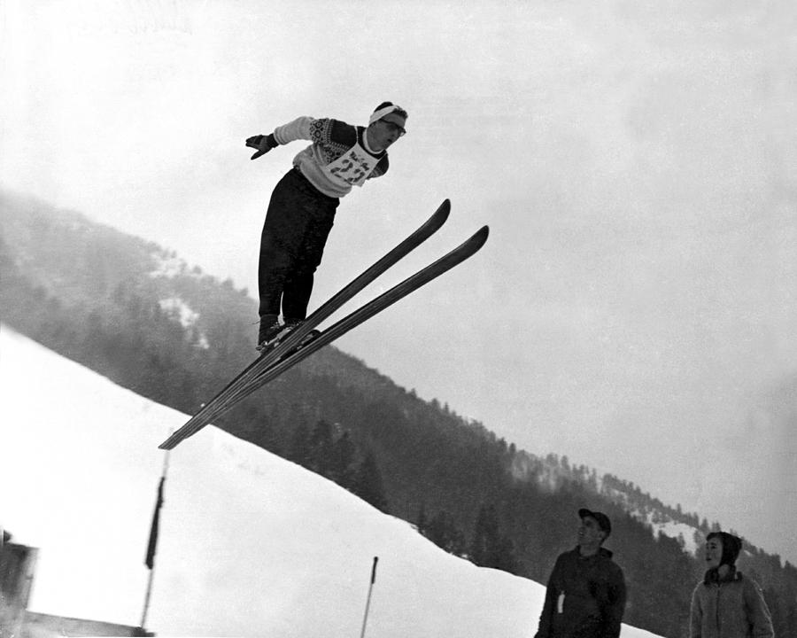 Ski Jumper Takes To The Air Photograph by Underwood Archives - Fine Art ...