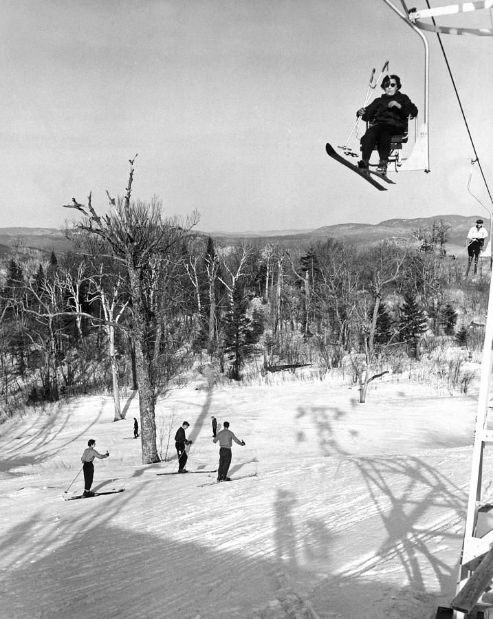 Ski Lift In  Canada Photograph by Underwood Archives