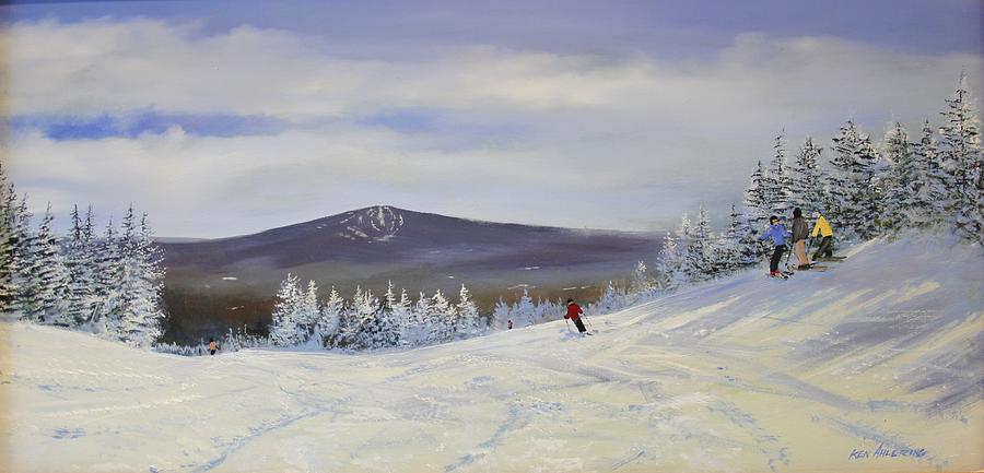 Winter Painting - Ski Talk by Ken Ahlering