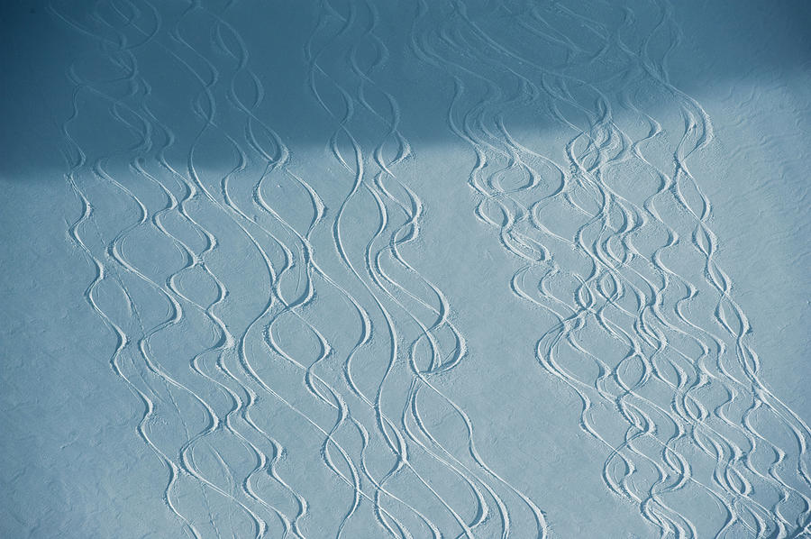 Ski Tracks Emerge From The Shadows Photograph by Topher Donahue Ski Tracks Emerge From The Shadows Photograph by Topher Donahue