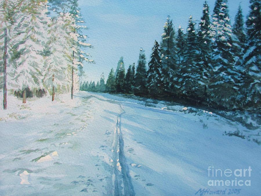 Ski Tracks Painting by Martin Howard