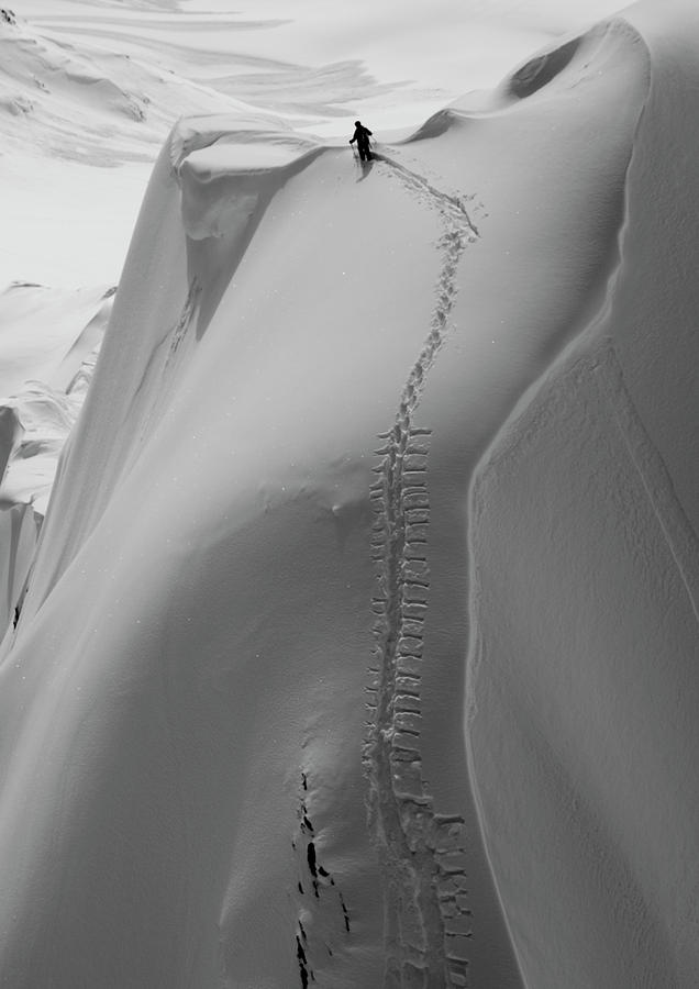 Winter Photograph - Skier About To Drop In At The Top by Adam Clark