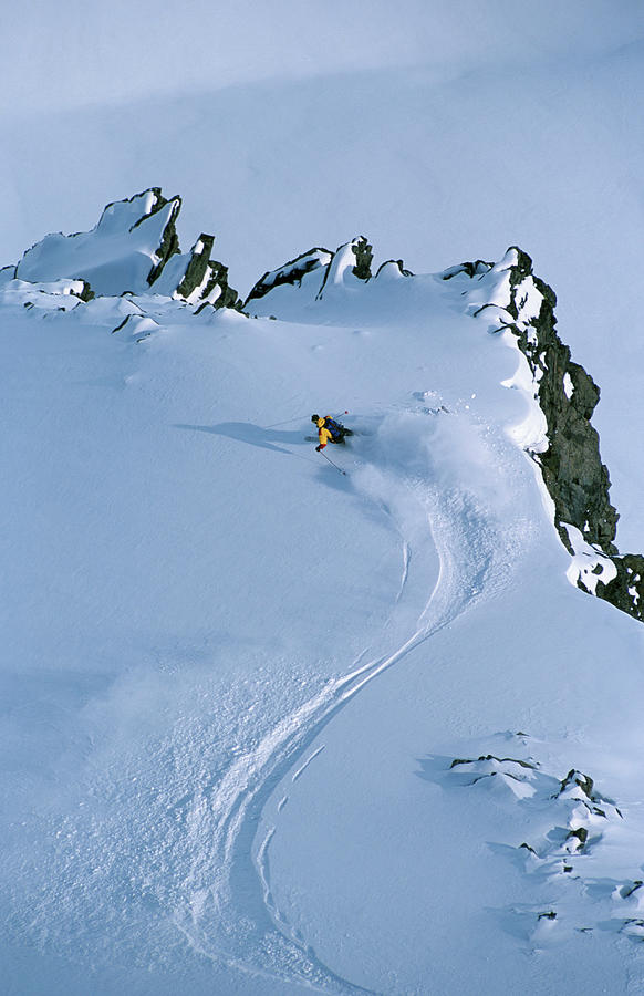 Skier Makes A Big Turn Photograph by James Lozeau | Fine Art America