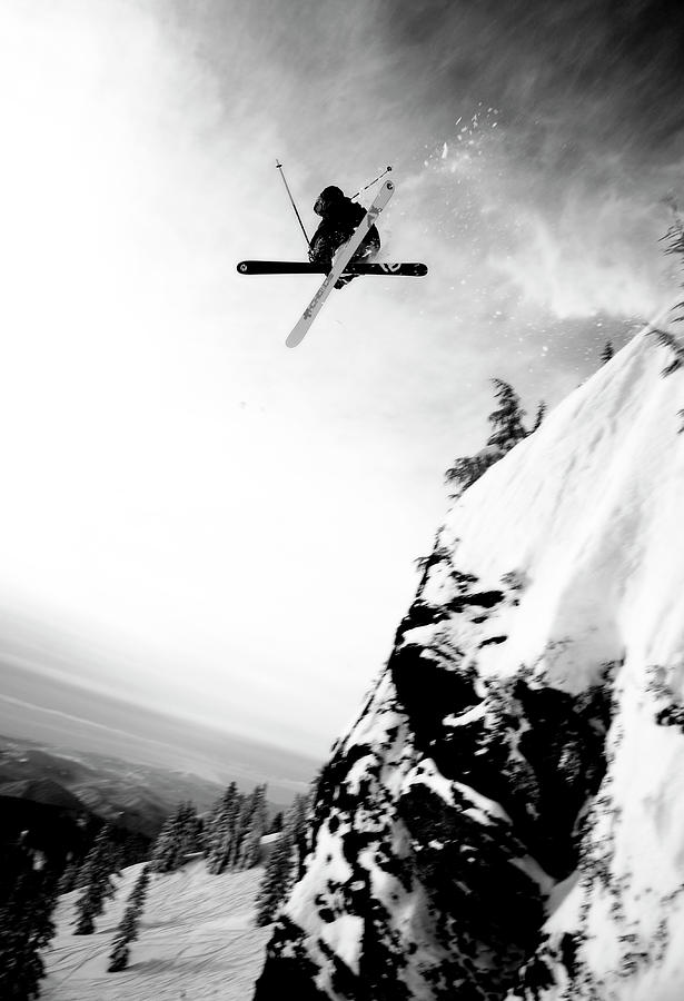 Skier Sends It Off Blue Rock On Mount Photograph by Richard Hallman Skier Sends It Off Blue Rock On Mount Photograph by Richard Hallman