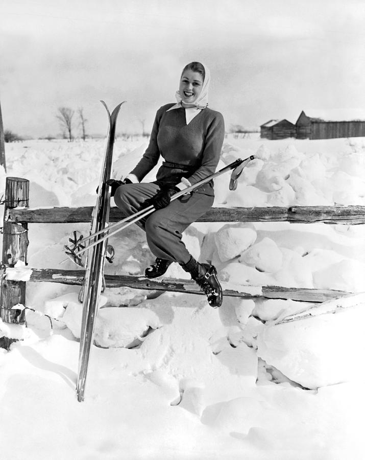Skier Takes Sunshine Break Photograph by Underwood Archives