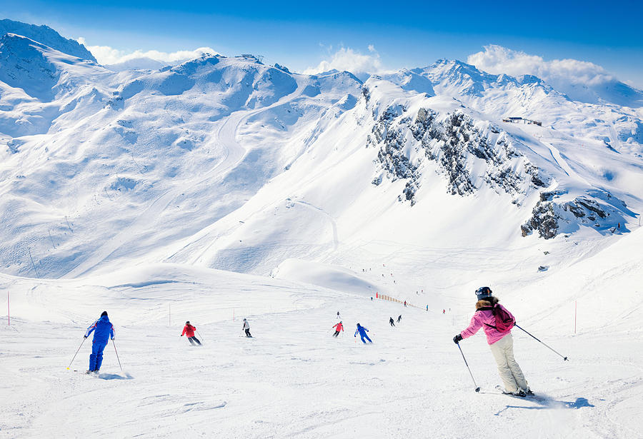 Skiers at Meribel in the Three Valleys Photograph by Georgeclerk