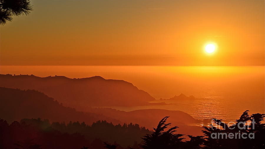 Sunset Photograph - Skies of Gold at Pedro Point by Amy Fearn