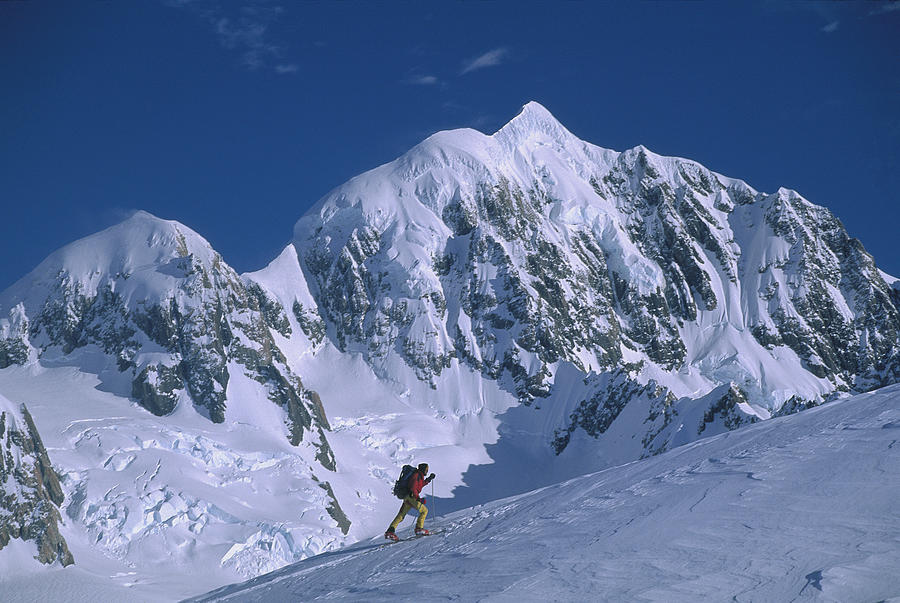 Skiier Nearing Von Bulow Peak New Photograph by Colin Monteath
